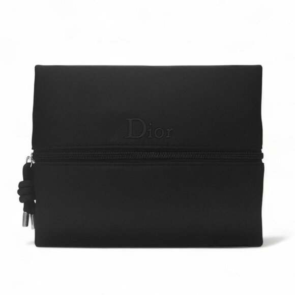 NWOT - Christian Dior Pouch black - INTERIOR pockets center zip around - Picture 1 of 3